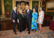 Robin Mercer, Edith, son Alan and his wife Ciara with Lord Lieutenant Dame Fionnuala Jay-O'Boyle